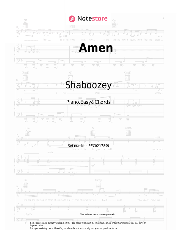 Amen - Shaboozey, Jelly Roll Sheet Music Easy and Chords - Piano.Easy&Chords