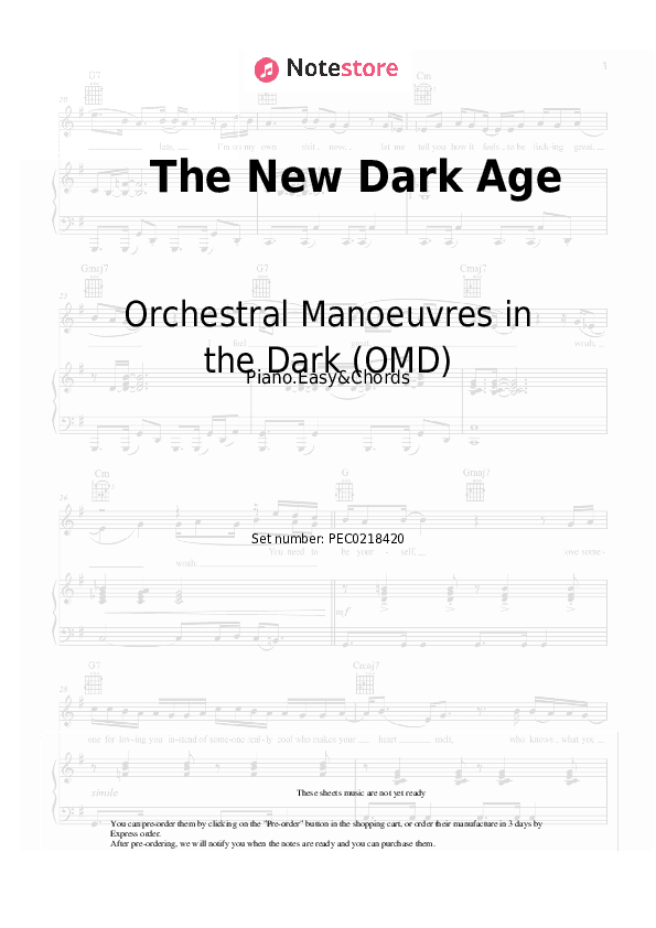 The New Dark Age - Orchestral Manoeuvres in the Dark (OMD) Sheet Music Easy and Chords - Piano.Easy&Chords