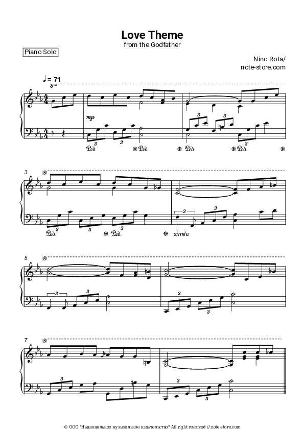 The Godfather Theme - Nino Rota Piano Sheet Music - Piano.Solo