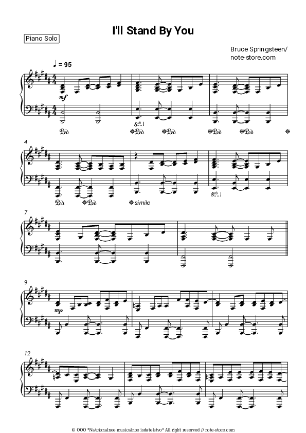 I'll Stand by You - Bruce Springsteen Piano Sheet Music - Piano.Solo