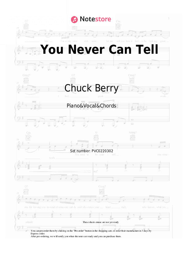 You Never Can Tell - Chuck Berry Piano Sheet Music with the Vocal and Chords - Piano&Vocal&Chords