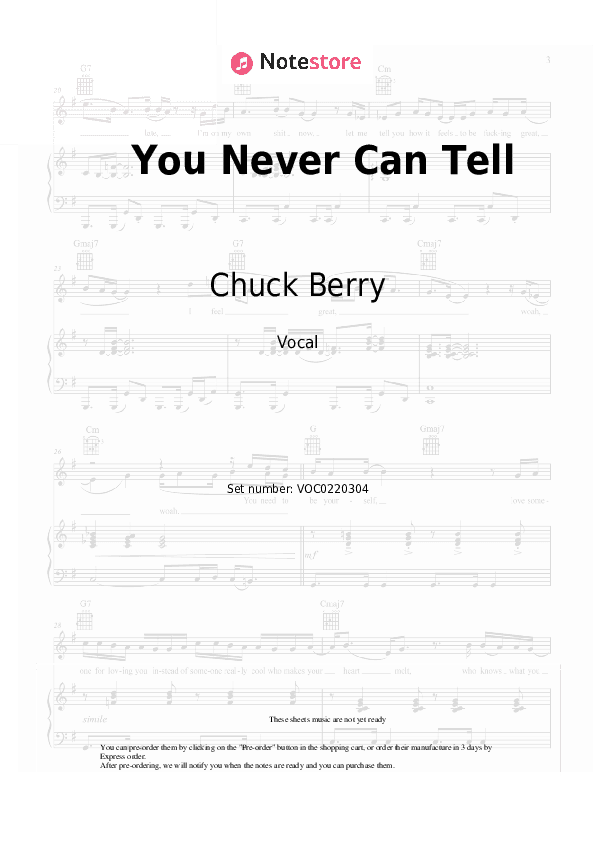 You Never Can Tell - Chuck Berry Vocal Sheet Music - Vocal