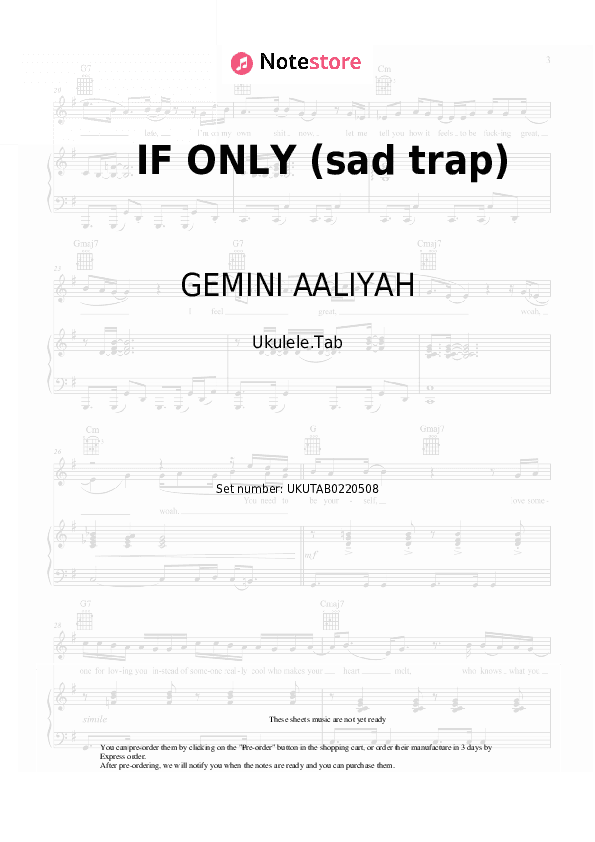 IF ONLY (sad trap) - GEMINI AALIYAH Sheet Music - Ukulele.Tab