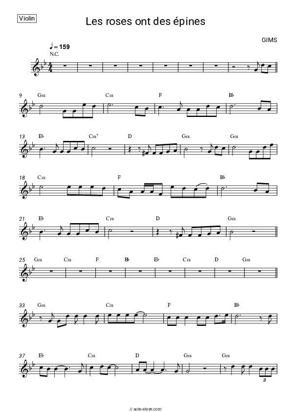 Les roses ont des épines - GIMS (Maître Gims) Violin Sheet Music - Violin