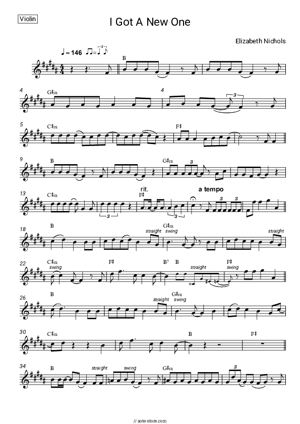 I Got A New One - Elizabeth Nichols Violin Sheet Music - Violin