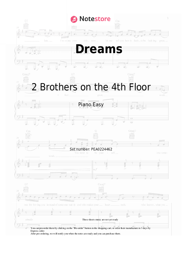 Dreams - 2 Brothers on the 4th Floor Piano Sheet Music Easy - Piano.Easy