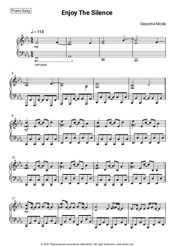 Enjoy the Silence - Depeche Mode Piano Sheet Music Easy - Piano.Easy