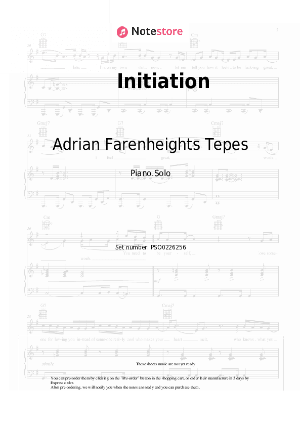 Initiation - Adrian Farenheights Tepes Piano Sheet Music - Piano.Solo