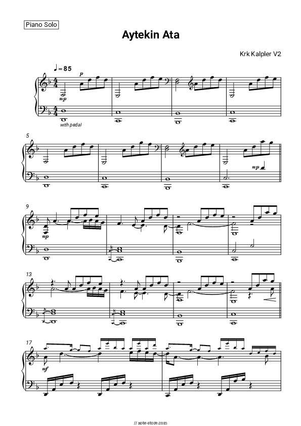 Kırık Kalpler V2 (from 'Sen Çal Kapımı') - Aytekin Ataş Piano Sheet Music - Piano.Solo