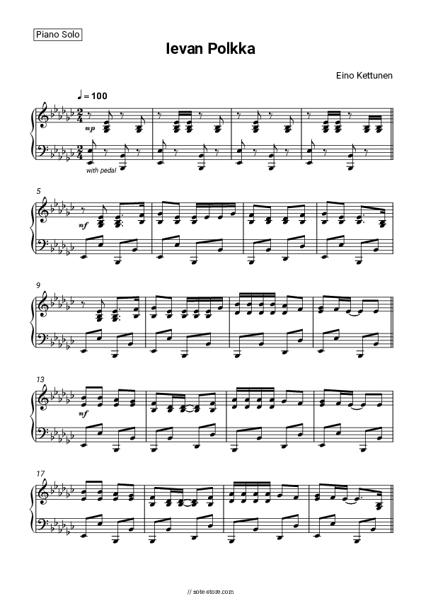 Ieva’s Polka (Ievan Polkka) - Loituma Piano Sheet Music - Piano.Solo