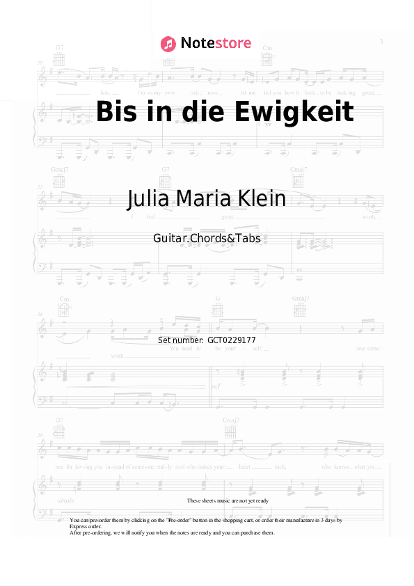 Bis in die Ewigkeit - Julia Maria Klein Chords and Tabs - Guitar.Chords&Tabs