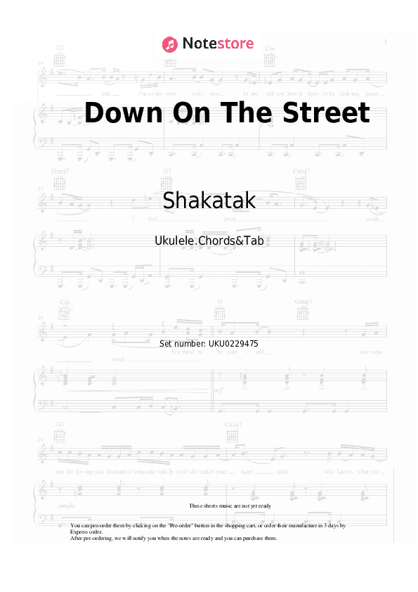 Down On The Street - Shakatak Ukulele Sheet Music - Ukulele.Chords&Tab