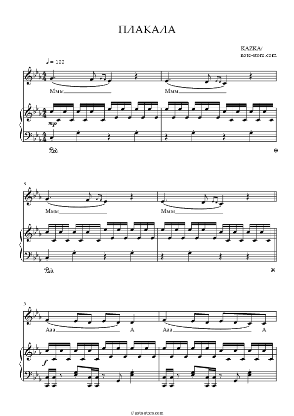 ПЛАКАЛА - KAZKA Piano Sheet Music with the Voice part - Piano&Vocal