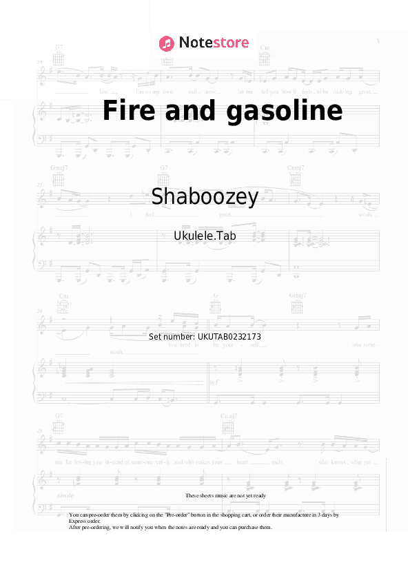Fire and gasoline - Shaboozey Sheet Music - Ukulele.Tab