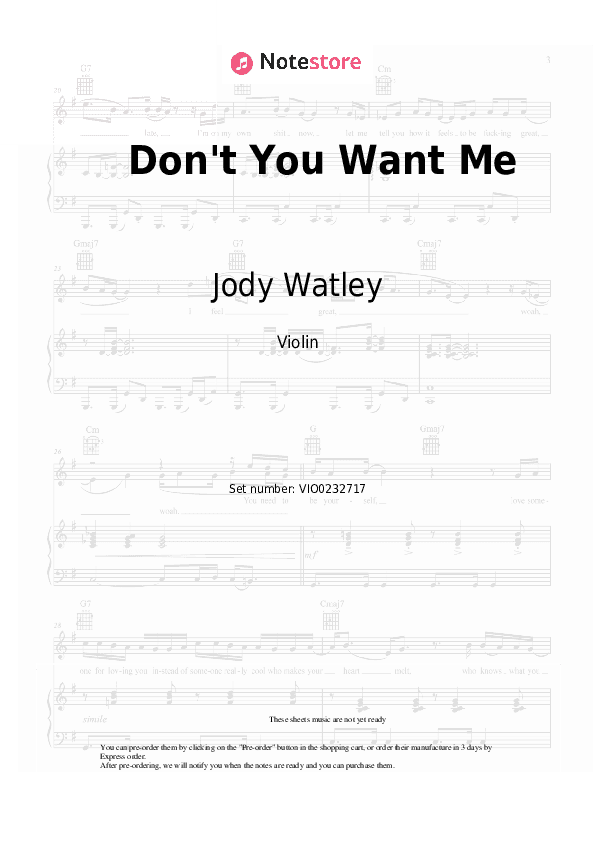 Don't You Want Me - Jody Watley Violin Sheet Music - Violin