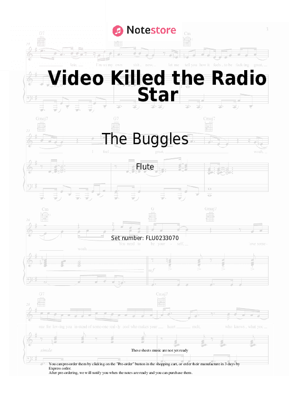 Video Killed the Radio Star - The Buggles Flute Sheet Music - Flute