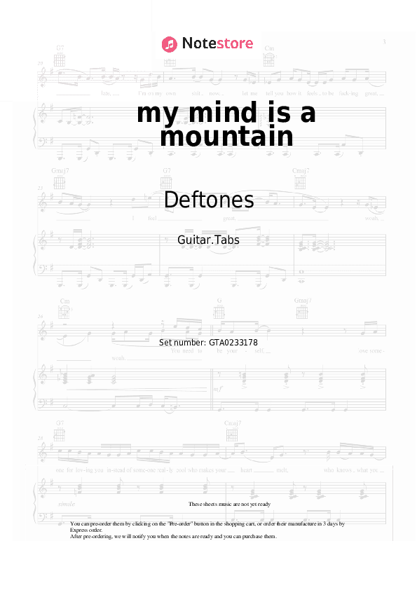 my mind is a mountain - Deftones Tabs - Guitar.Tabs