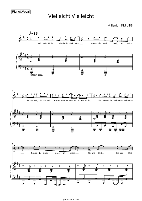 Vielleicht Vielleicht - MilleniumKid, JBS Piano Sheet Music with the Voice part - Piano&Vocal