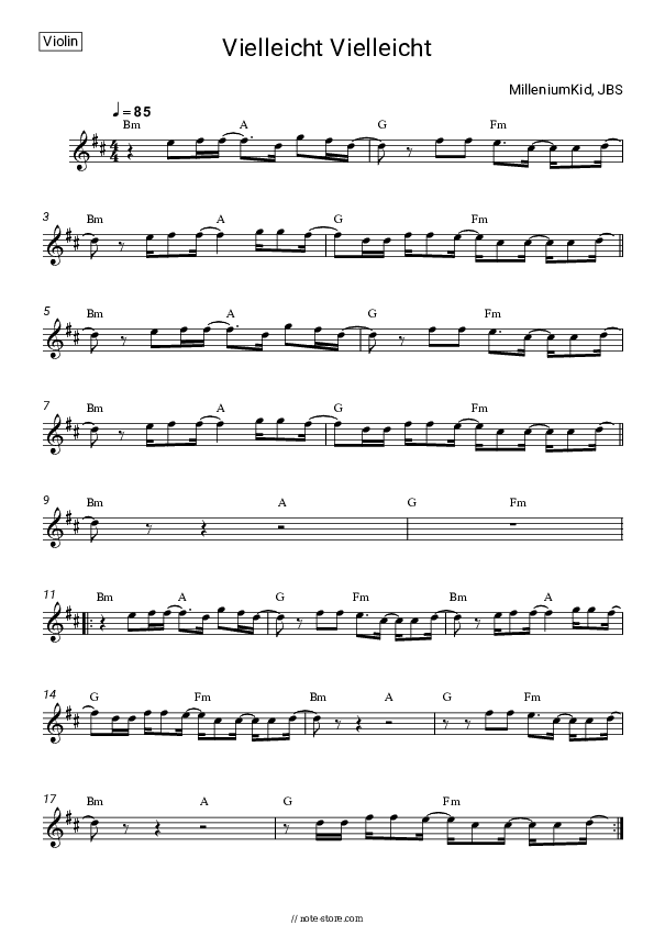 Vielleicht Vielleicht - MilleniumKid, JBS Violin Sheet Music - Violin