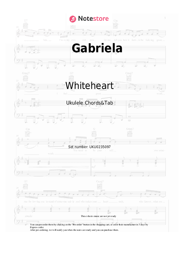 Gabriela - Whiteheart Ukulele Sheet Music - Ukulele.Chords&Tab