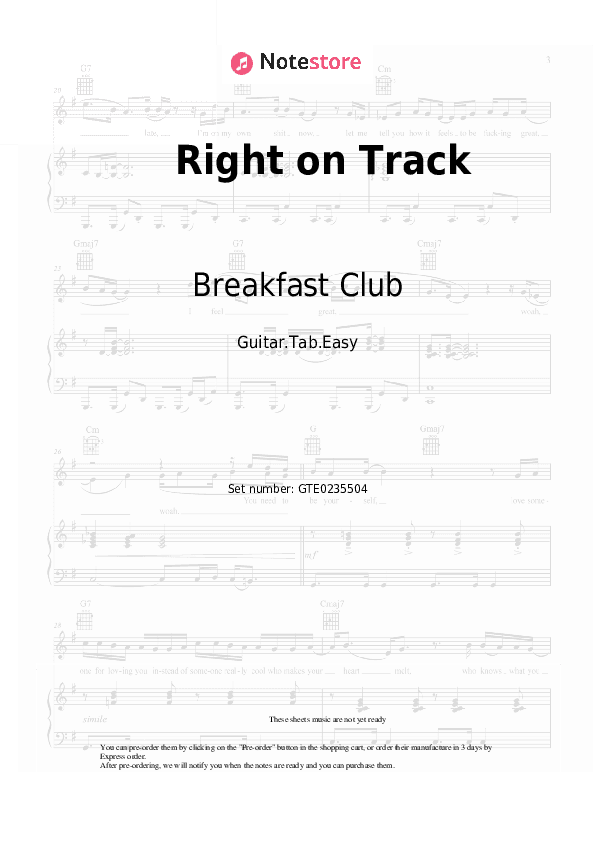 Right on Track - Breakfast Club Tabs Easy - Guitar.Tab.Easy