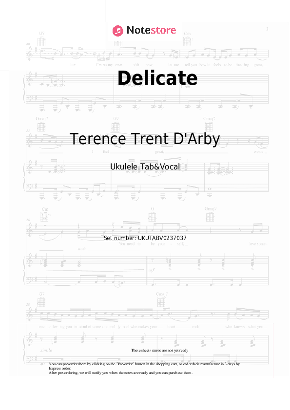 Delicate - Terence Trent D'Arby Sheet Music - Ukulele.Tab&Vocal