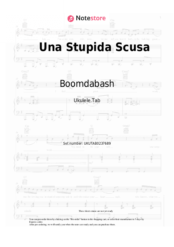 Una Stupida Scusa - Boomdabash, Loredana Bertè Sheet Music - Ukulele.Tab