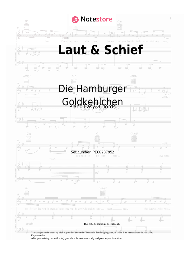 Laut & Schief - Die Hamburger Goldkehlchen Sheet Music Easy and Chords - Piano.Easy&Chords