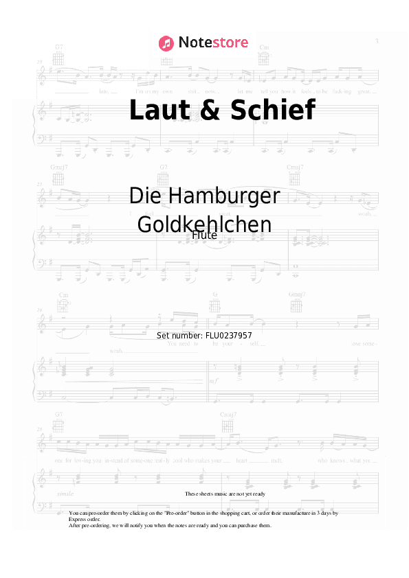 Laut & Schief - Die Hamburger Goldkehlchen Flute Sheet Music - Flute