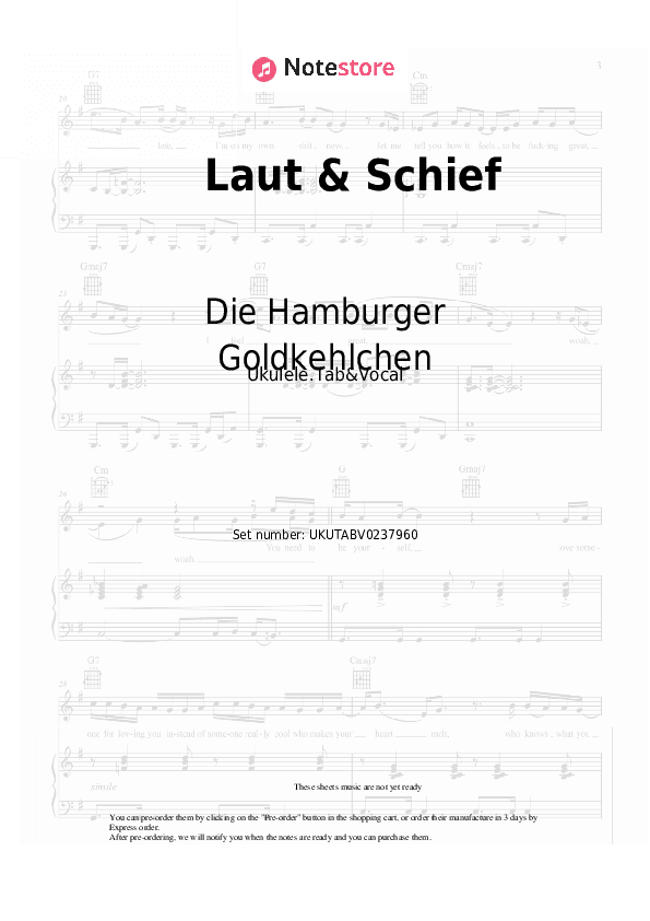 Laut & Schief - Die Hamburger Goldkehlchen Sheet Music - Ukulele.Tab&Vocal