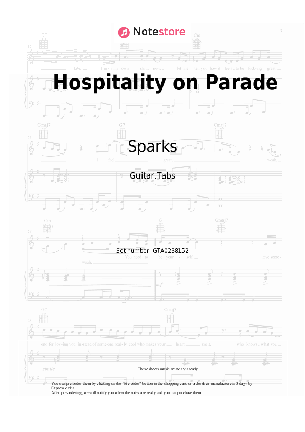 Hospitality on Parade - Sparks Tabs - Guitar.Tabs