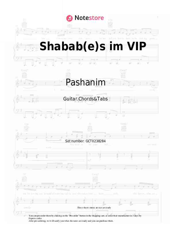 Shabab(e)s im VIP - Pashanim, Ceren Chords and Tabs - Guitar.Chords&Tabs