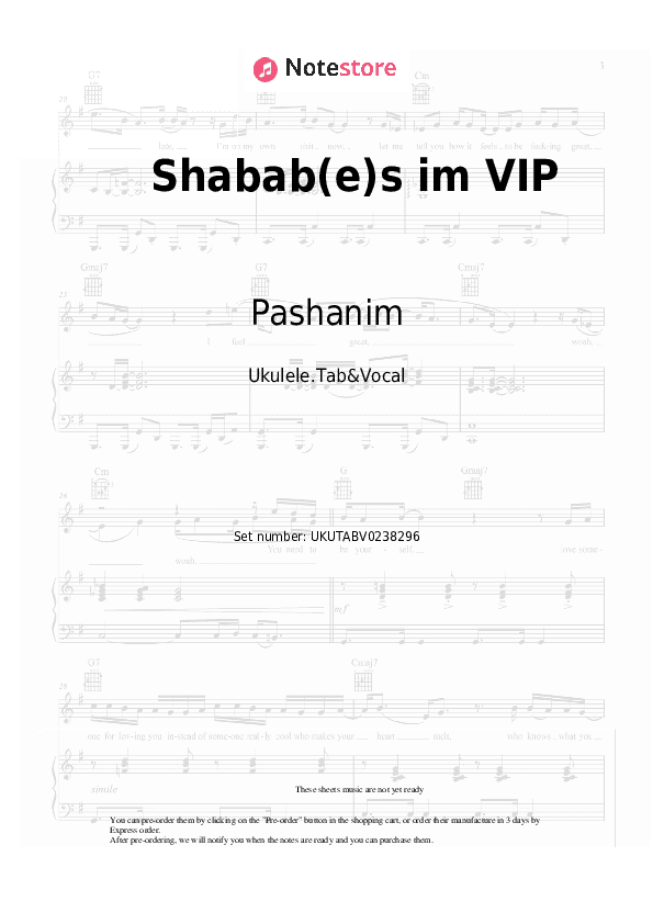 Shabab(e)s im VIP - Pashanim, Ceren Sheet Music - Ukulele.Tab&Vocal