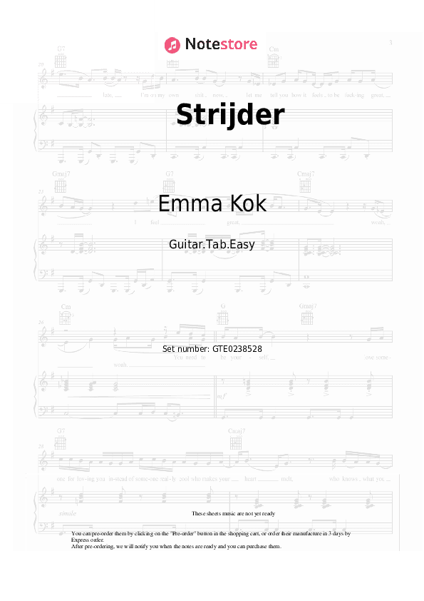 Strijder - Emma Kok Tabs Easy - Guitar.Tab.Easy