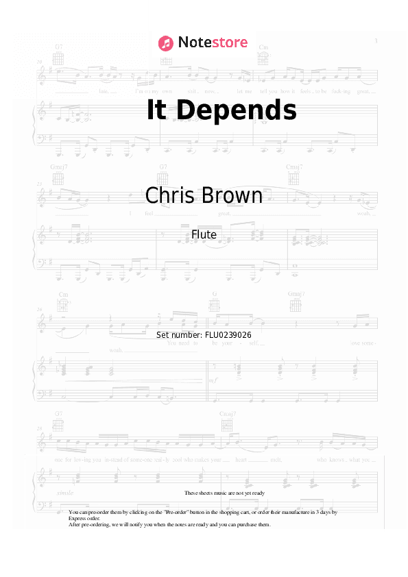 It Depends - Chris Brown, Bryson Tiller Flute Sheet Music - Flute