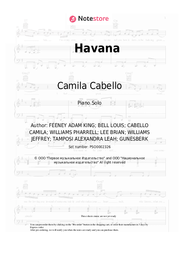 Havana - Camila Cabello, Young Thug Piano Sheet Music - Piano.Solo