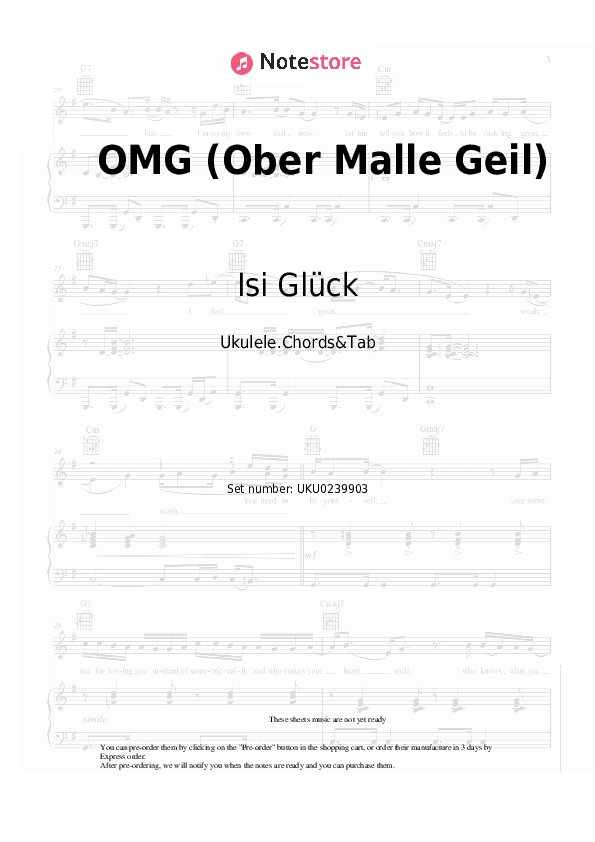 OMG (Ober Malle Geil) - Isi Glück, Pietro Lombardi Ukulele Sheet Music - Ukulele.Chords&Tab