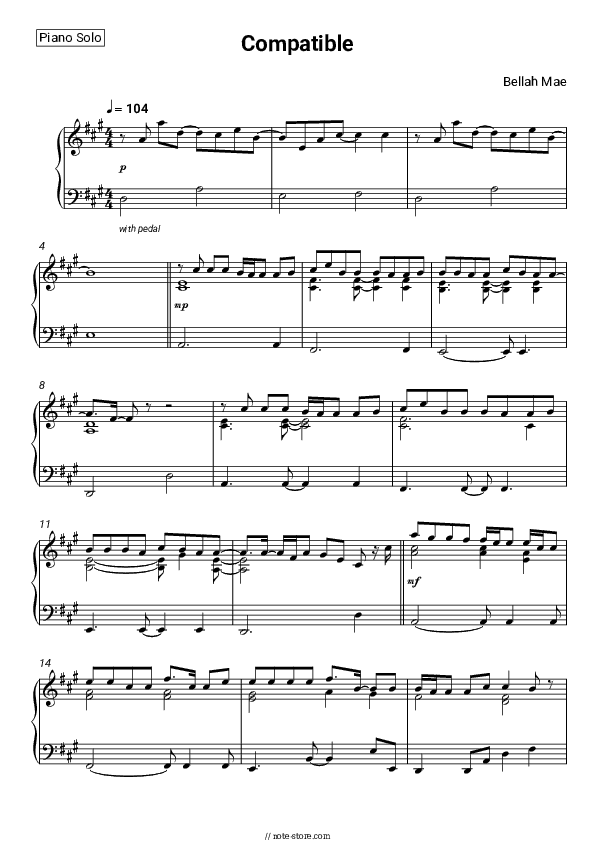 Compatible - Bellah Mae Piano Sheet Music - Piano.Solo