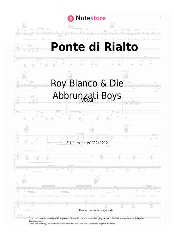 Ponte di Rialto - Roy Bianco & Die Abbrunzati Boys Vocal Sheet Music - Vocal