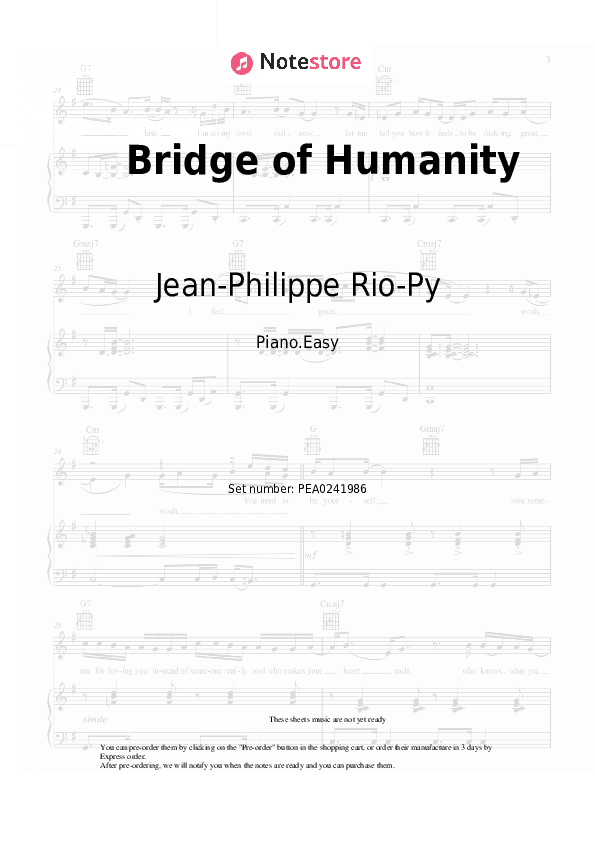 Bridge of Humanity - Jean-Philippe Rio-Py Piano Sheet Music Easy - Piano.Easy