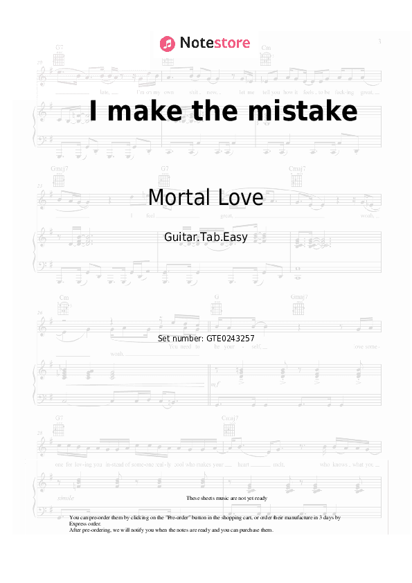 I make the mistake - Mortal Love Tabs Easy - Guitar.Tab.Easy