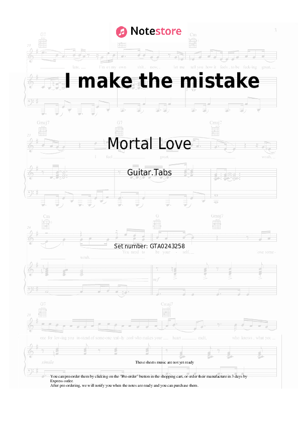 I make the mistake - Mortal Love Tabs - Guitar.Tabs