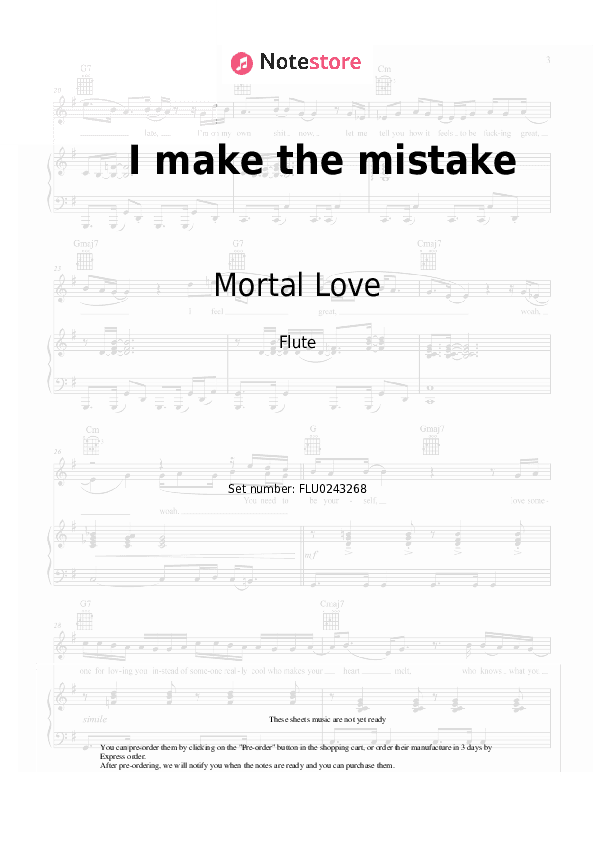 I make the mistake - Mortal Love Flute Sheet Music - Flute