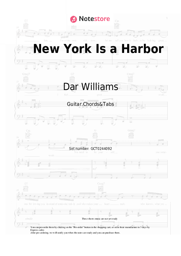 New York Is a Harbor - Dar Williams Chords and Tabs - Guitar.Chords&Tabs