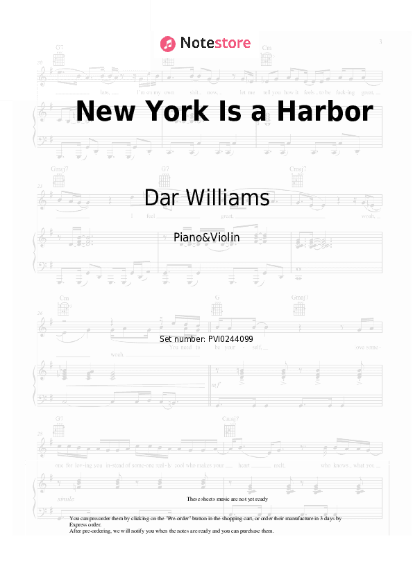New York Is a Harbor - Dar Williams Piano Sheet Music and Violin - Piano&Violin