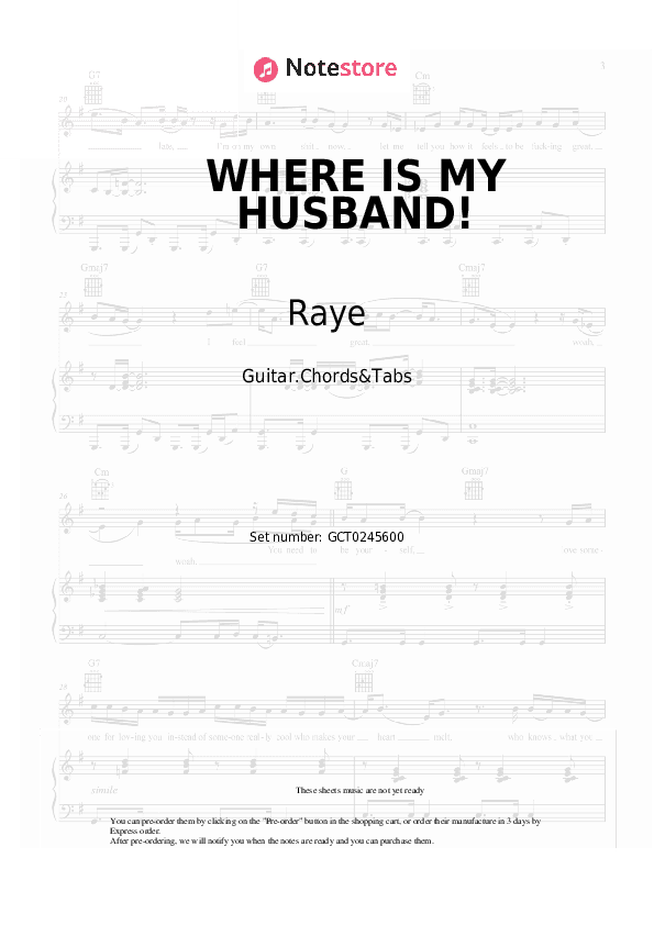 WHERE IS MY HUSBAND! - Raye Chords and Tabs - Guitar.Chords&Tabs
