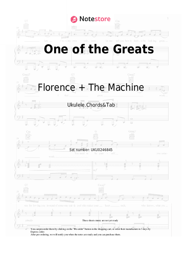 One of the Greats - Florence + The Machine Ukulele Sheet Music - Ukulele.Chords&Tab