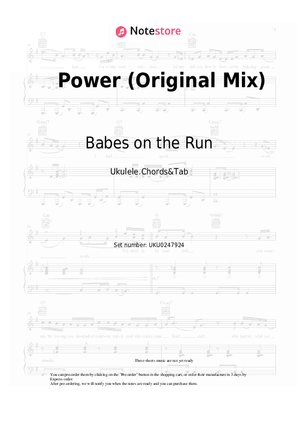 Power (Original Mix) - Babes on the Run Ukulele Sheet Music - Ukulele.Chords&Tab