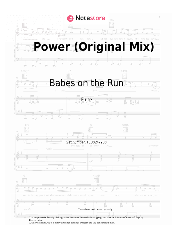 Power (Original Mix) - Babes on the Run Flute Sheet Music - Flute