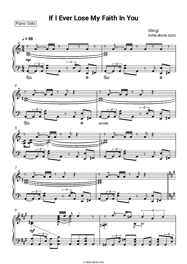 If I Ever Lose My Faith In You - Sting Piano Sheet Music - Piano.Solo